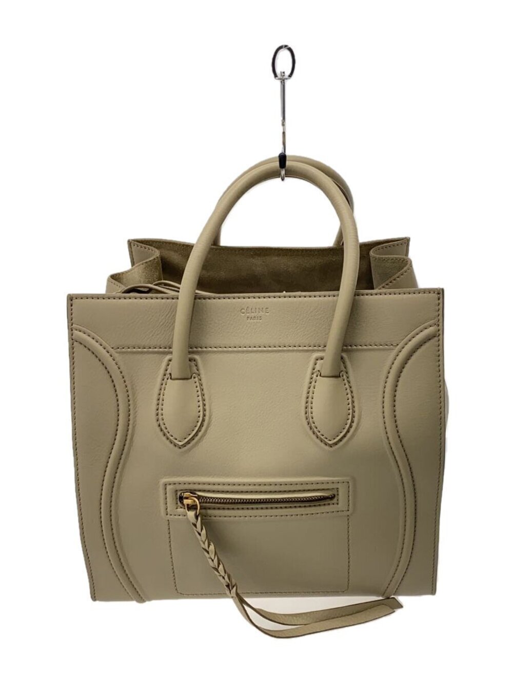 Celine Luggage Tote Shopper Leather Beige Cream